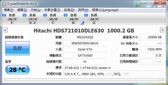 [Hitachi] 單碟 1TB Hitachi 7K1000.D 實測