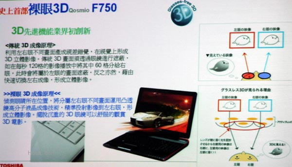 [Toshiba] Toshiba F750 裸視3D技術解析